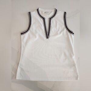 Tory Burch Tennis Tech Pique Tunic Tank Top Wine/Navy size Small